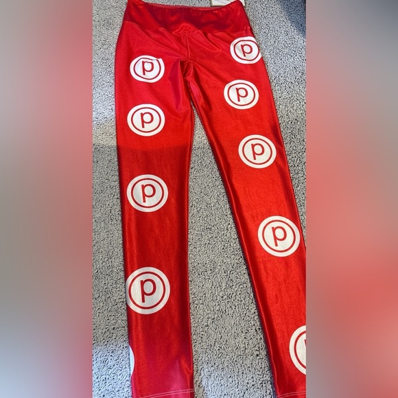 Goldsheep Vibrant Red Leggings with White Accents - Picture 1 of 6